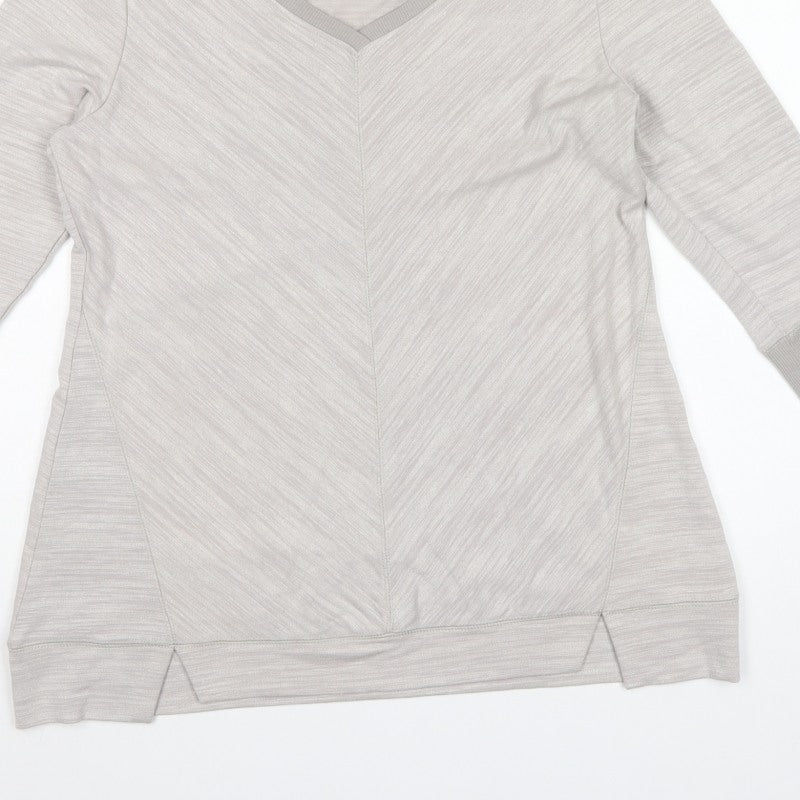 H by Halston Women Grey UK S V-Neck Long Sleeve Tunic Top