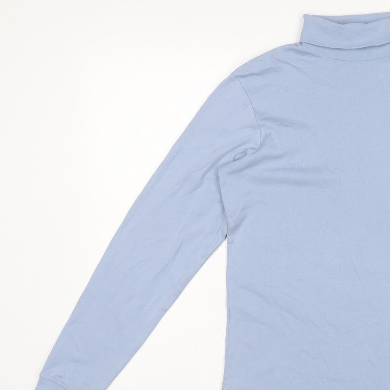 Cotton Traders Men's Blue M Roll Neck Long Sleeve Cotton T-Shirt