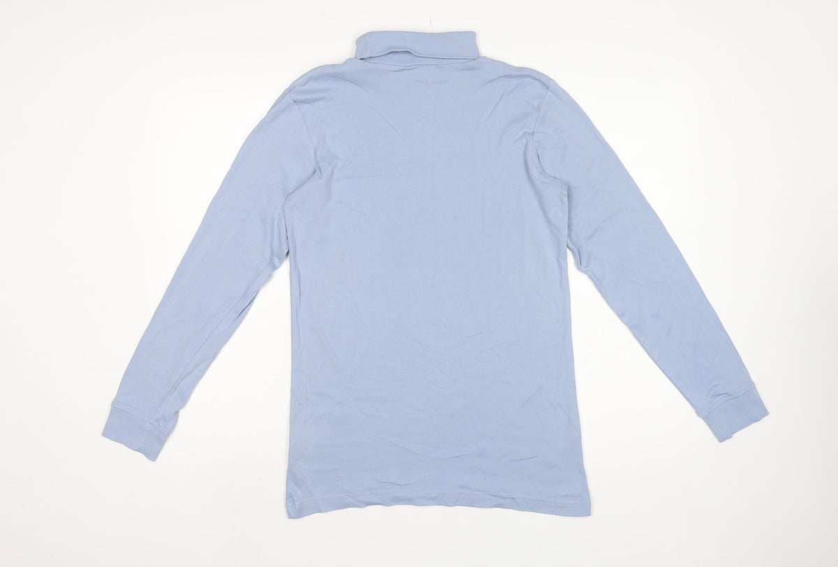 Cotton Traders Men's Blue M Roll Neck Long Sleeve Cotton T-Shirt