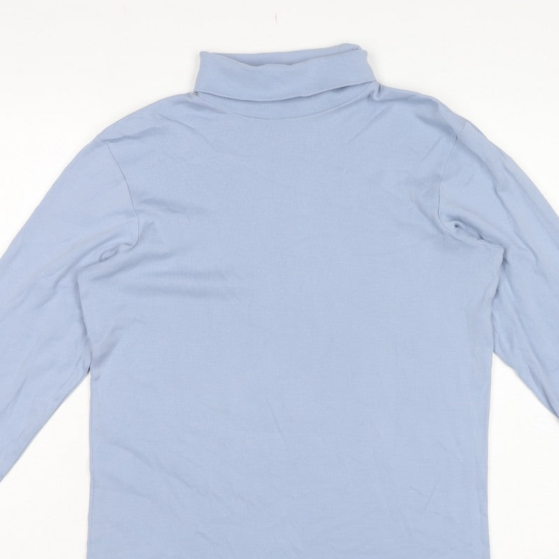 Cotton Traders Men's Blue M Roll Neck Long Sleeve Cotton T-Shirt