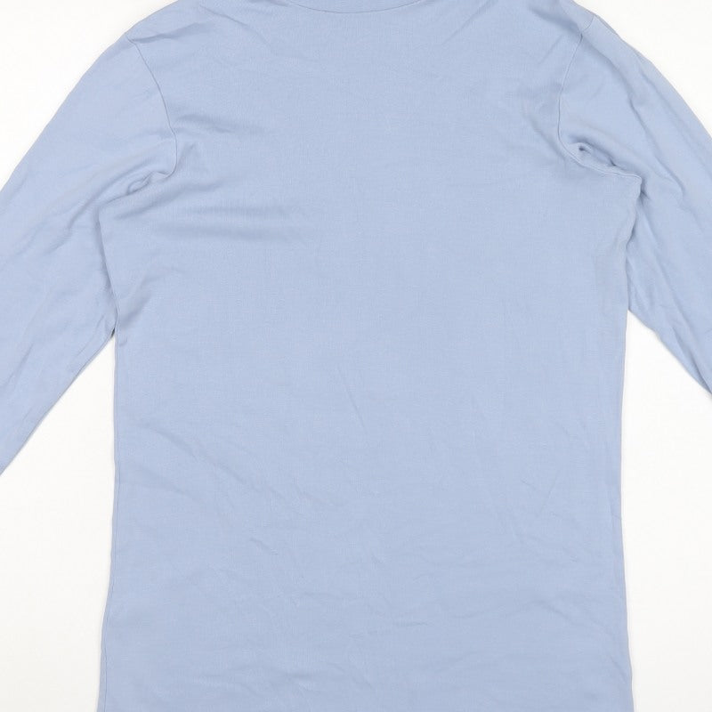 Cotton Traders Men's Blue M Roll Neck Long Sleeve Cotton T-Shirt