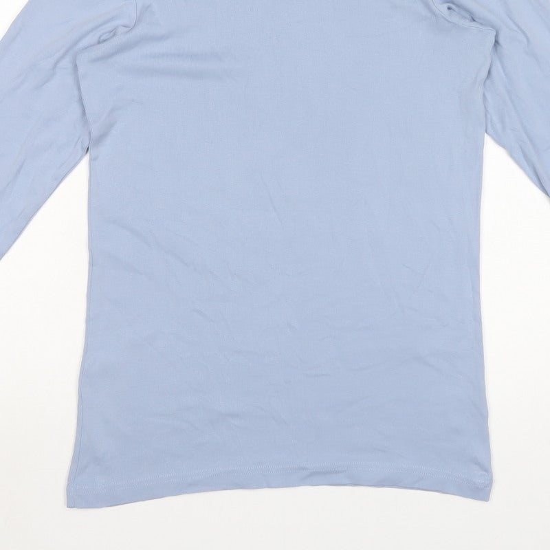 Cotton Traders Men's Blue M Roll Neck Long Sleeve Cotton T-Shirt