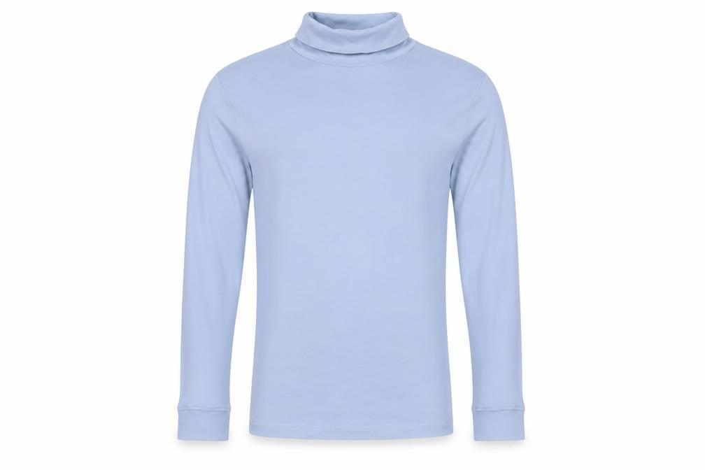 Cotton Traders Men's Blue M Roll Neck Long Sleeve Cotton T-Shirt