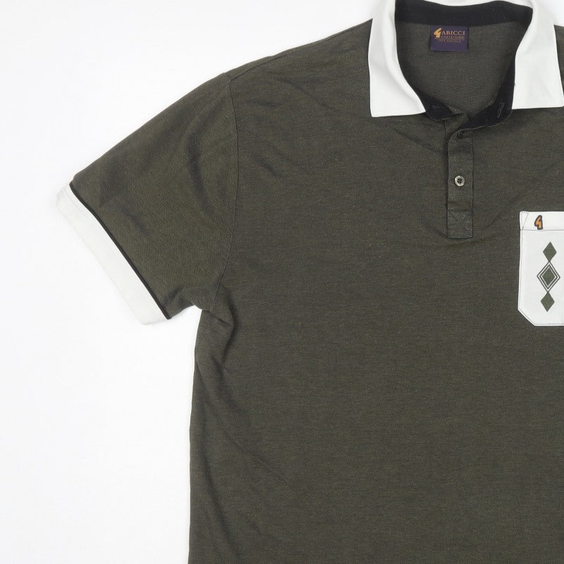 Gabicci Collezione Men's Green L Polo Shirt Contrast Collar Pocket