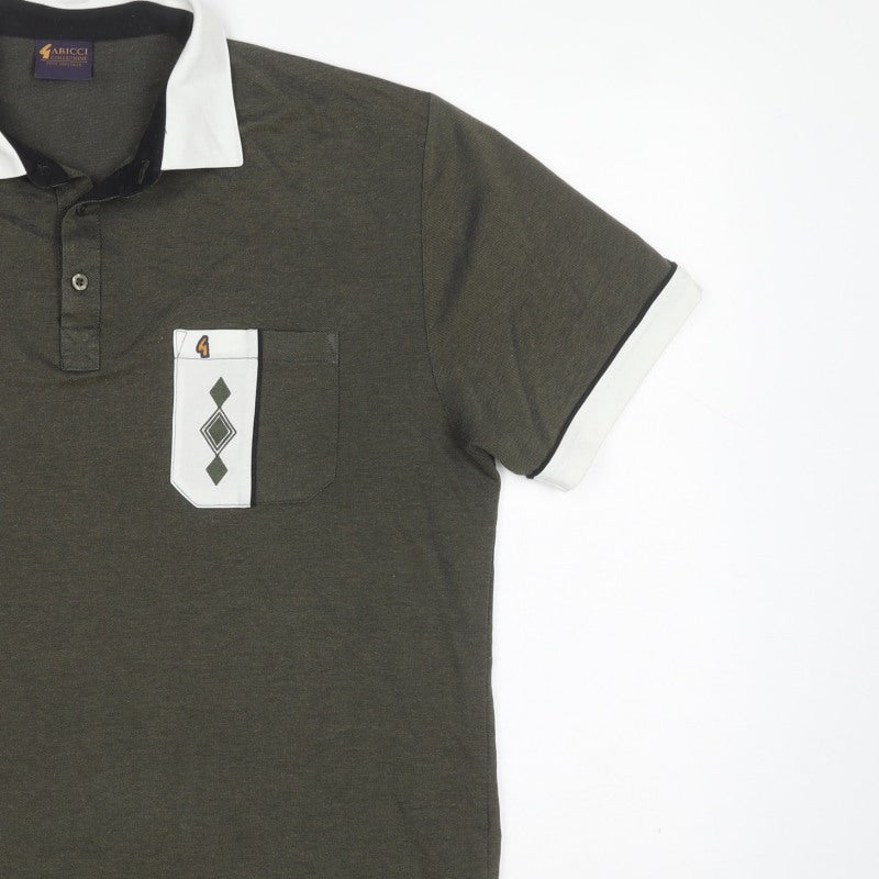 Gabicci Collezione Men's Green L Polo Shirt Contrast Collar Pocket