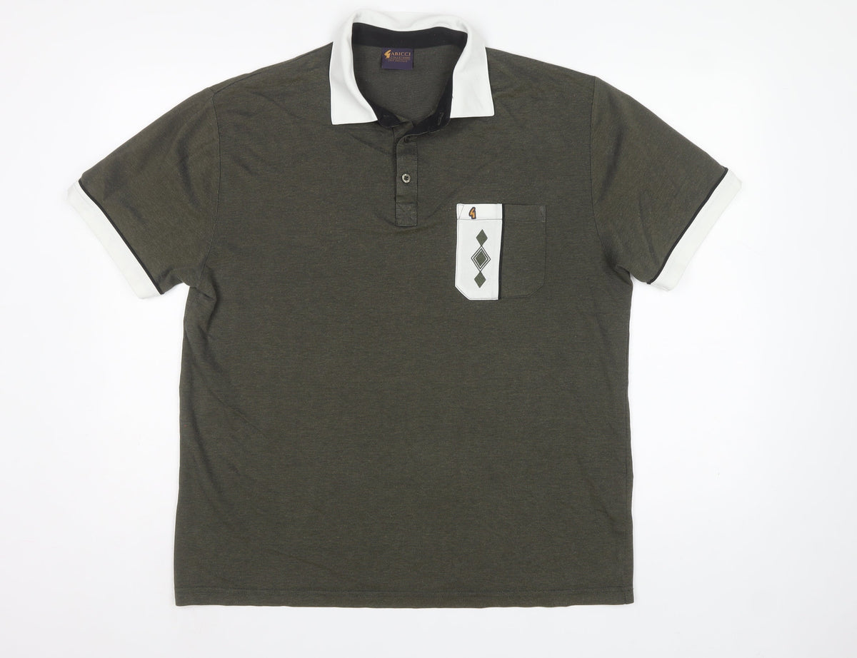 Gabicci Collezione Men's Green L Polo Shirt Contrast Collar Pocket