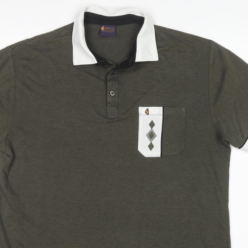 Gabicci Collezione Men's Green L Polo Shirt Contrast Collar Pocket
