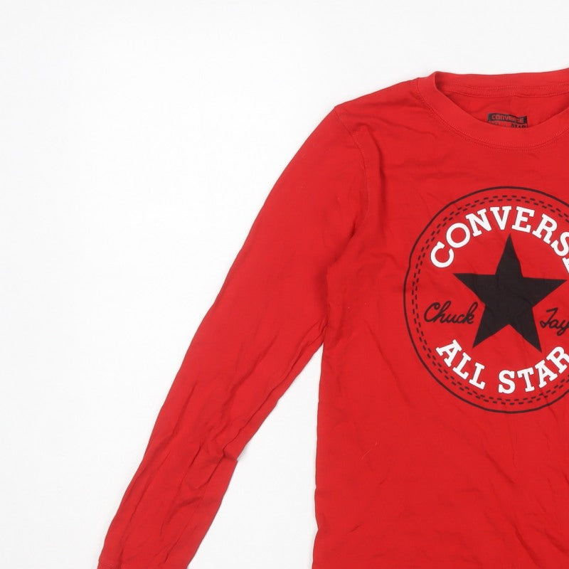Converse Boys Red 10-11 Years Long Sleeve Logo Star T-Shirt