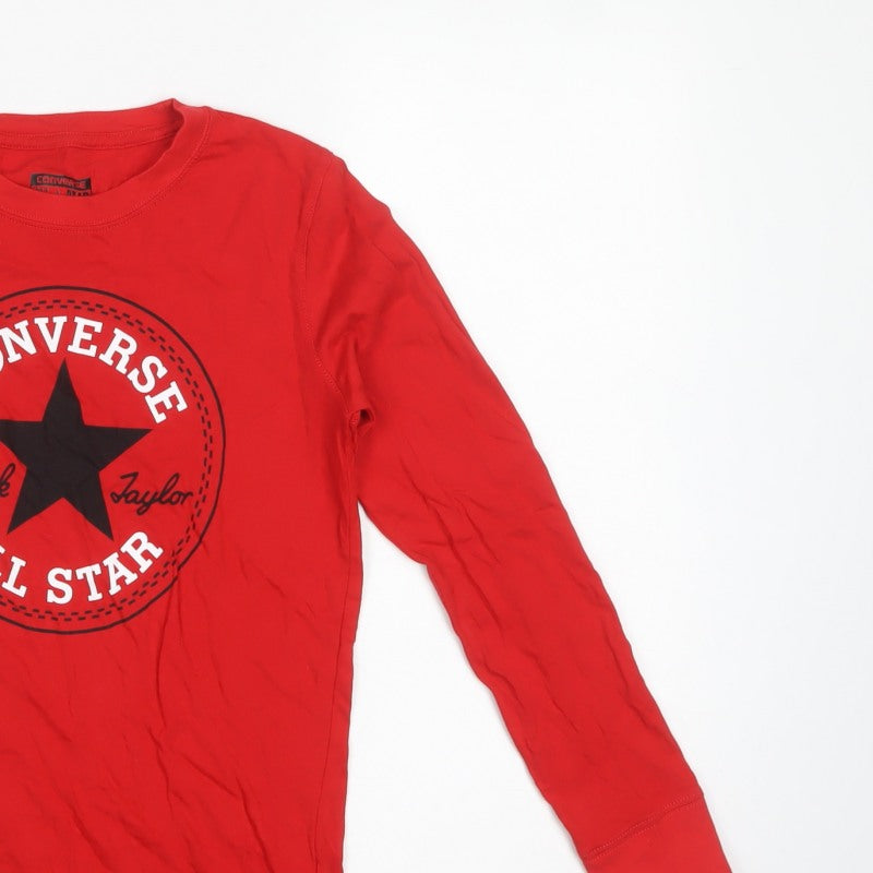 Converse Boys Red 10-11 Years Long Sleeve Logo Star T-Shirt