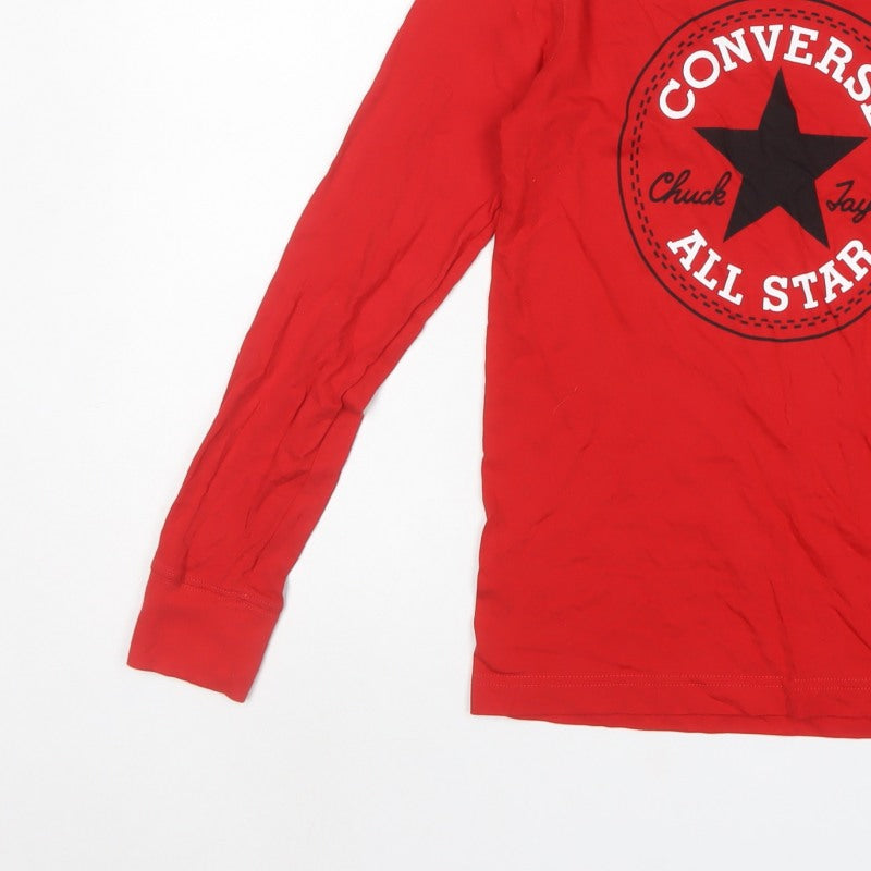 Converse Boys Red 10-11 Years Long Sleeve Logo Star T-Shirt