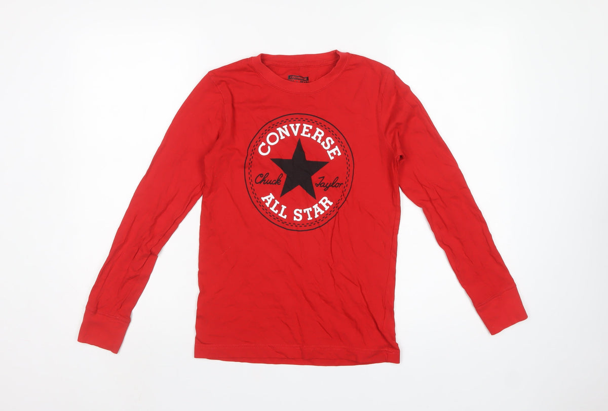 Converse Boys Red 10-11 Years Long Sleeve Logo Star T-Shirt