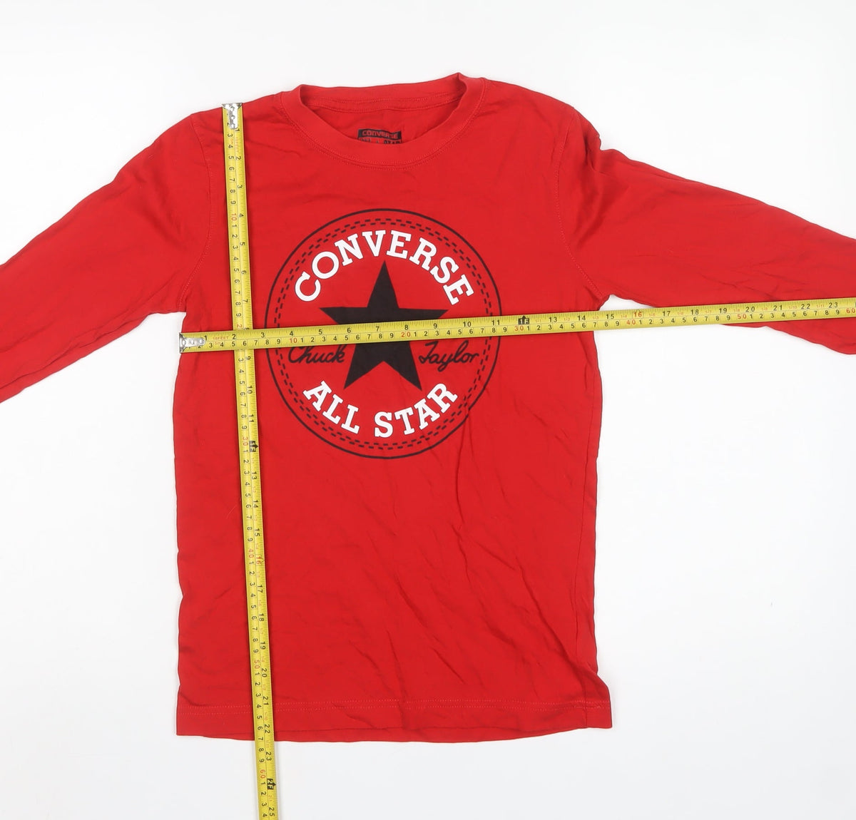 Converse Boys Red 10-11 Years Long Sleeve Logo Star T-Shirt