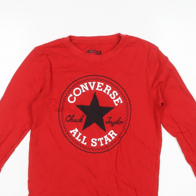 Converse Boys Red 10-11 Years Long Sleeve Logo Star T-Shirt