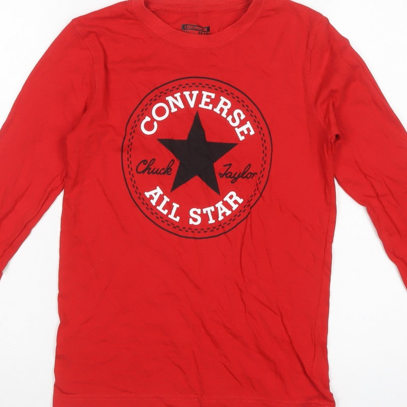 Converse Boys Red 10-11 Years Long Sleeve Logo Star T-Shirt