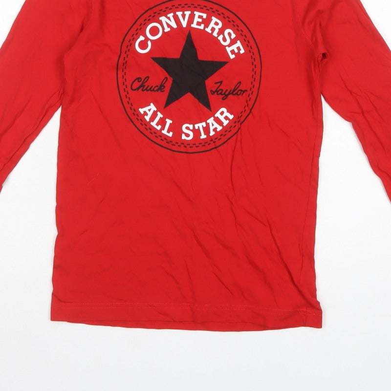 Converse Boys Red 10-11 Years Long Sleeve Logo Star T-Shirt