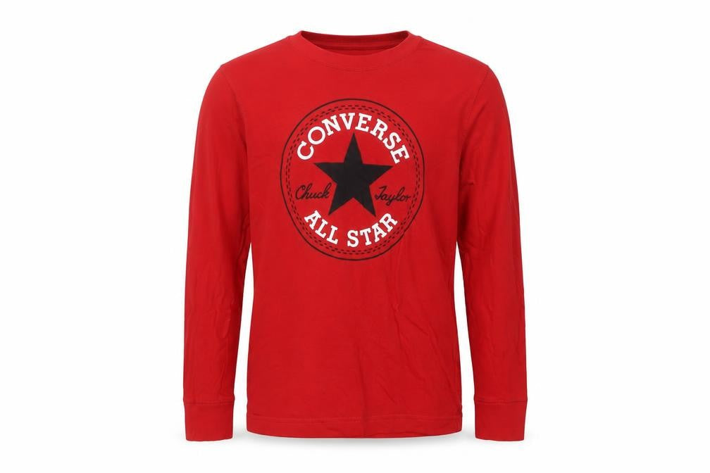 Converse Boys Red 10-11 Years Long Sleeve Logo Star T-Shirt