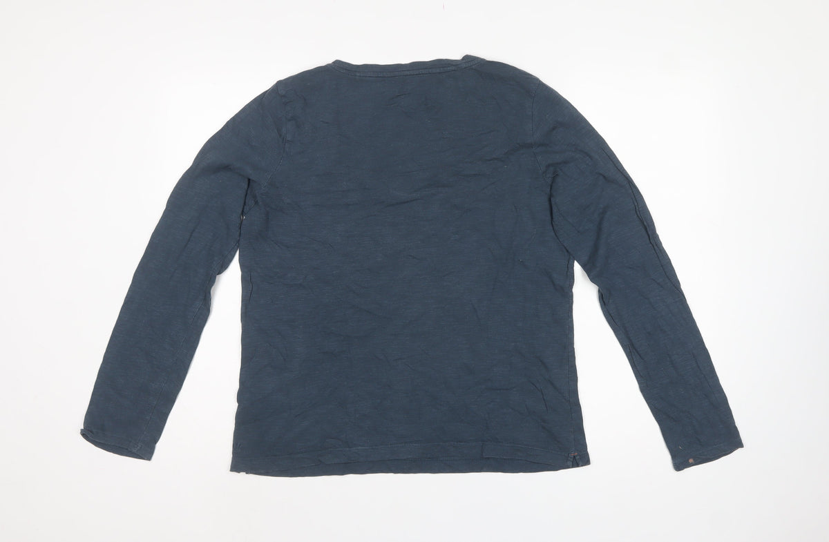 FatFace Women's Blue Size 14 Basic Long Sleeve Cotton T-Shirt