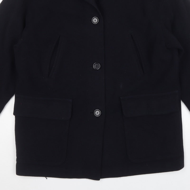 St Michael Women’s Navy UK 12 Pure Wool Overcoat Lined Classic