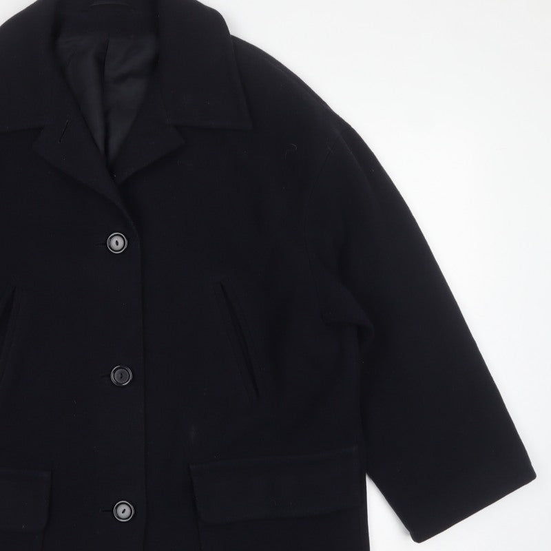 St Michael Women’s Navy UK 12 Pure Wool Overcoat Lined Classic
