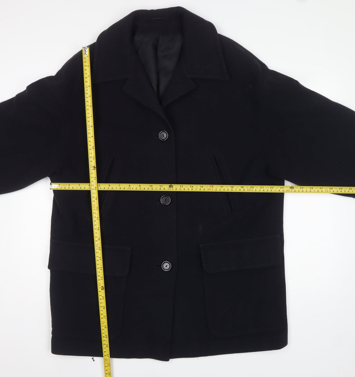 St Michael Women’s Navy UK 12 Pure Wool Overcoat Lined Classic