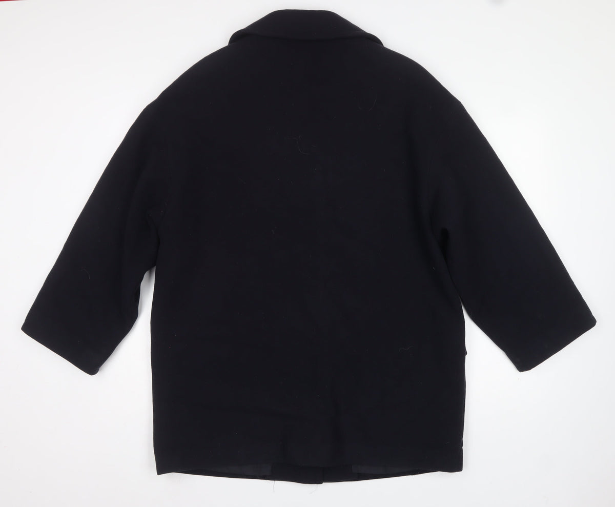 St Michael Women’s Navy UK 12 Pure Wool Overcoat Lined Classic