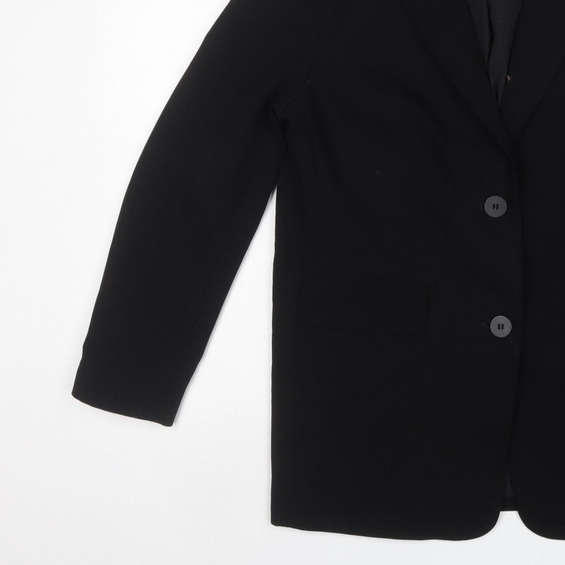 Glassons Women Black UK 8 Long 2 Button Notch Lapel Blazer Jacket