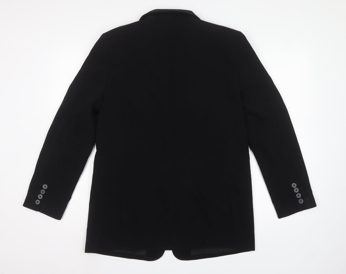 Glassons Women Black UK 8 Long 2 Button Notch Lapel Blazer Jacket