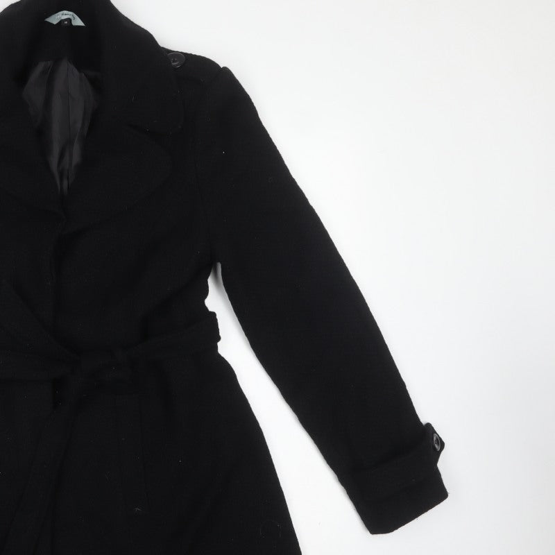 Red Herring Women’s Black UK 12 Belted Wool Blend Trench Coat