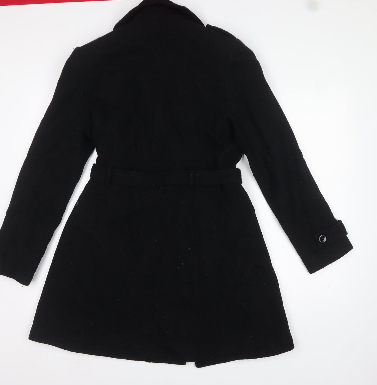 Red Herring Women’s Black UK 12 Belted Wool Blend Trench Coat