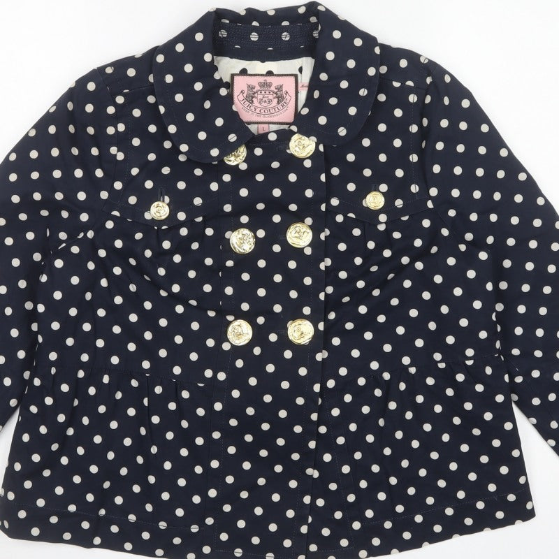 Juicy Couture Women’s Blue Polka Dot Pea Jacket Size L