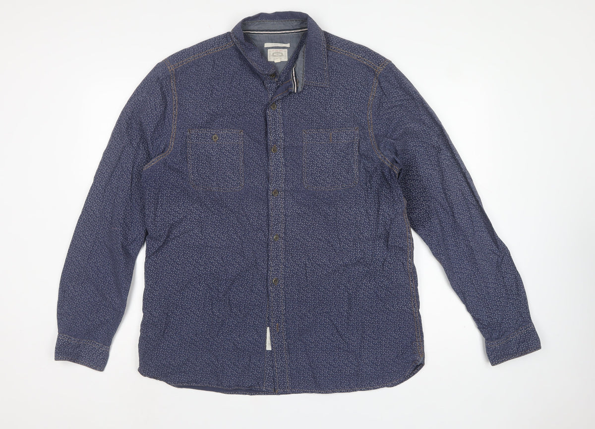 Lamberto Classics Men Blue L Paisley Cotton Classic Fit Shirt