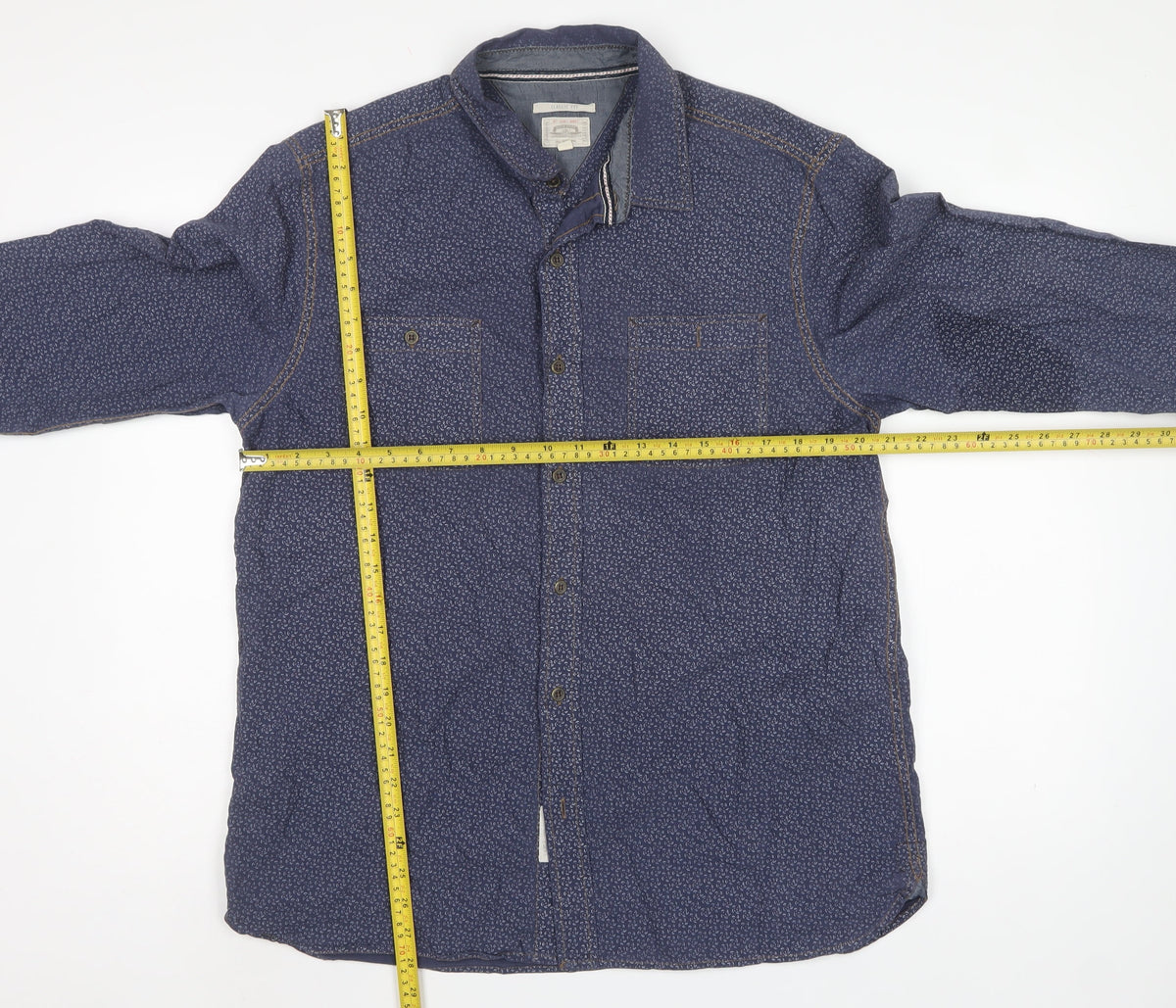 Lamberto Classics Men Blue L Paisley Cotton Classic Fit Shirt