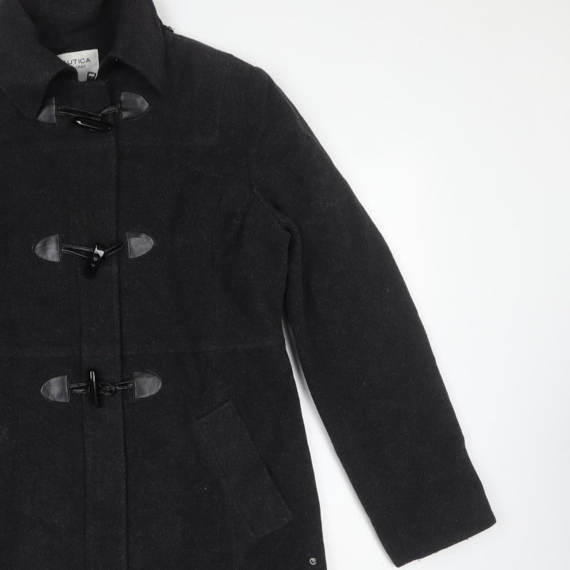 Nautica Women’s Black XL Wool Blend Toggle Mid-Length Overcoat