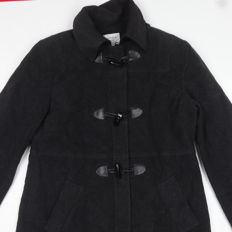 Nautica Women’s Black XL Wool Blend Toggle Mid-Length Overcoat