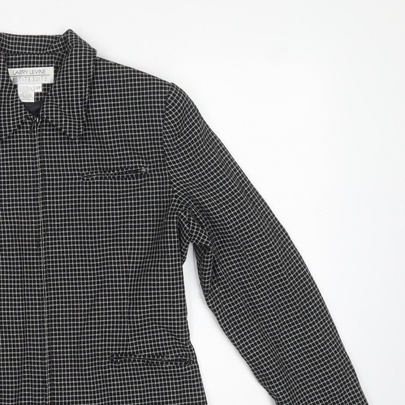 Larry Levine Women’s Black Check Petite Size 12 Blazer Jacket