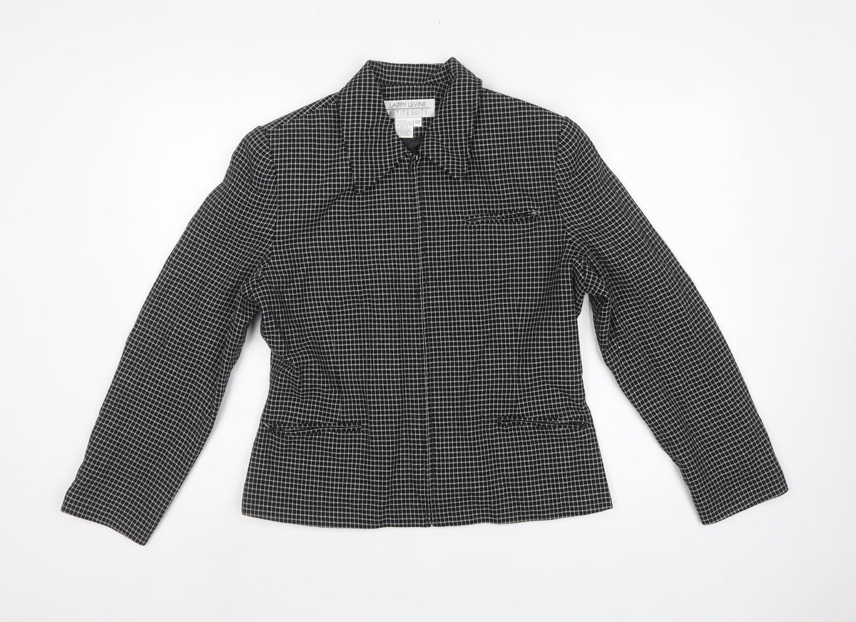 Larry Levine Women’s Black Check Petite Size 12 Blazer Jacket