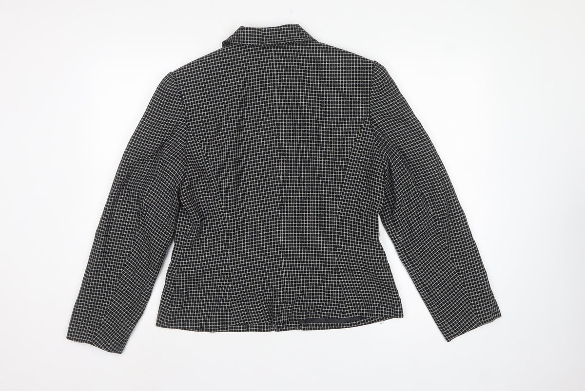 Larry Levine Women’s Black Check Petite Size 12 Blazer Jacket