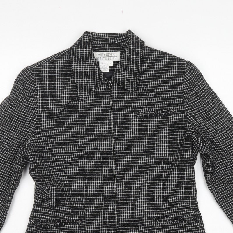 Larry Levine Women’s Black Check Petite Size 12 Blazer Jacket
