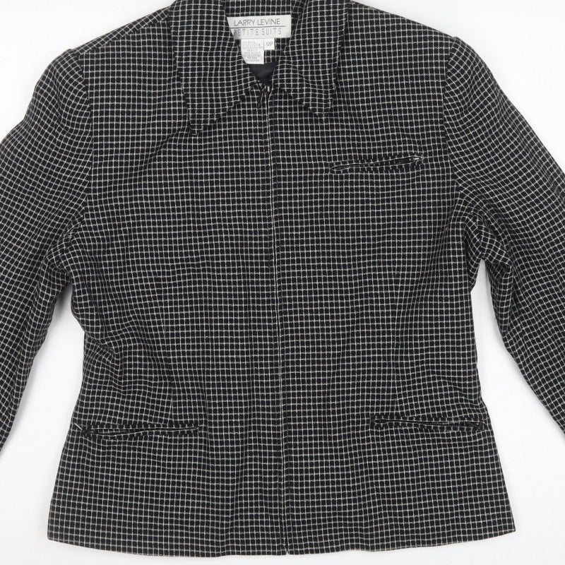 Larry Levine Women’s Black Check Petite Size 12 Blazer Jacket