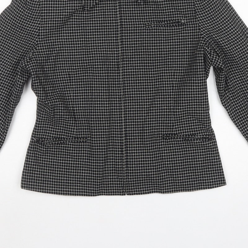 Larry Levine Women’s Black Check Petite Size 12 Blazer Jacket