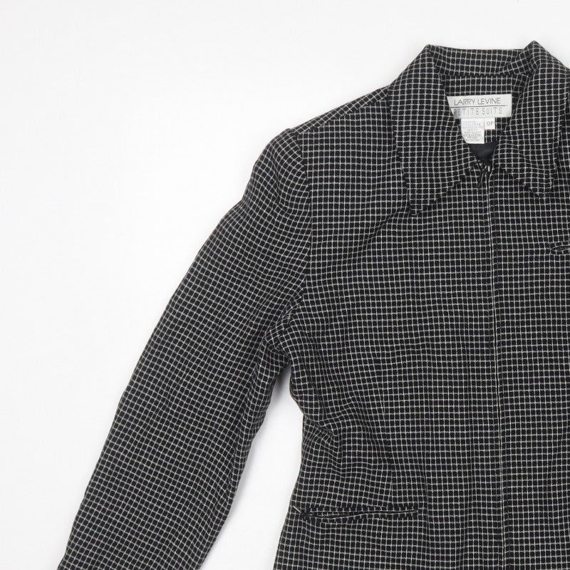 Larry Levine Women’s Black Check Petite Size 12 Blazer Jacket