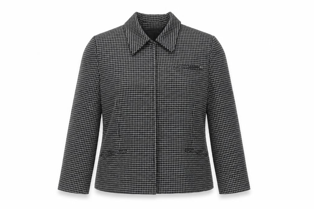 Larry Levine Women’s Black Check Petite Size 12 Blazer Jacket