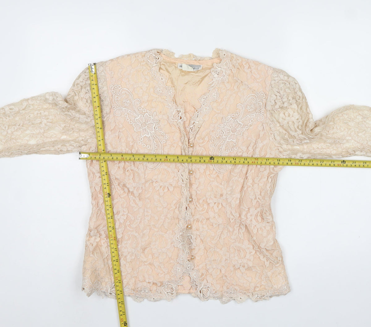 Lisa Michaels Petite Women Beige Lace Jacket UK 12 Floral Formal