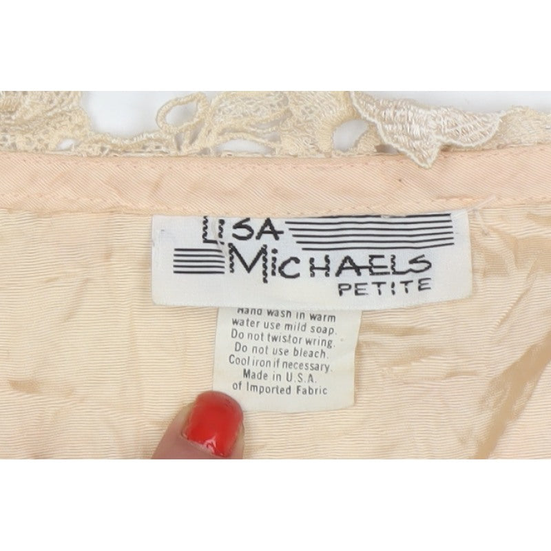 Lisa Michaels Petite Women Beige Lace Jacket UK 12 Floral Formal