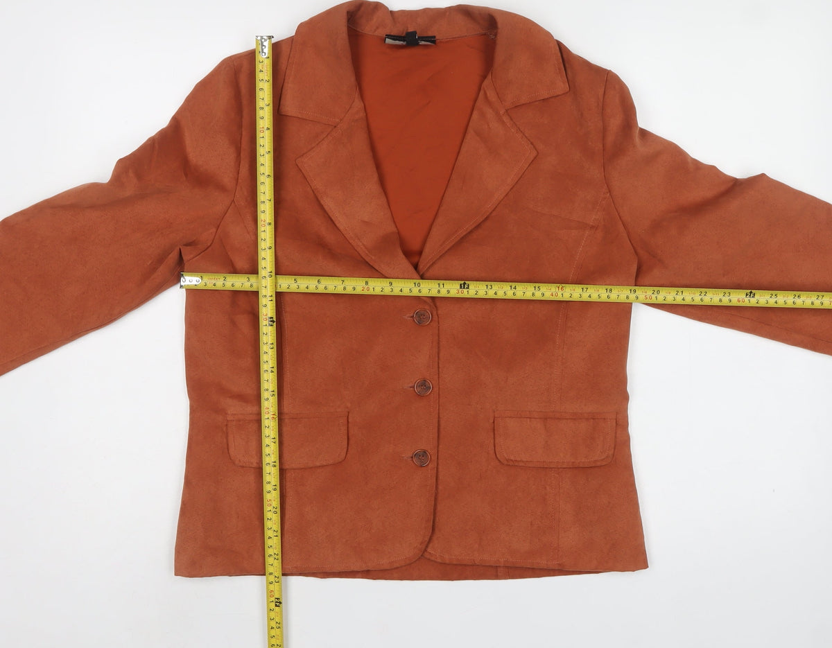 Lindor Petite Women’s Orange Faux Suede Blazer Jacket UK 10 3 Button