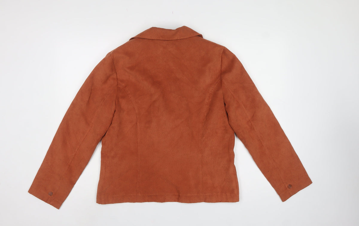 Lindor Petite Women’s Orange Faux Suede Blazer Jacket UK 10 3 Button