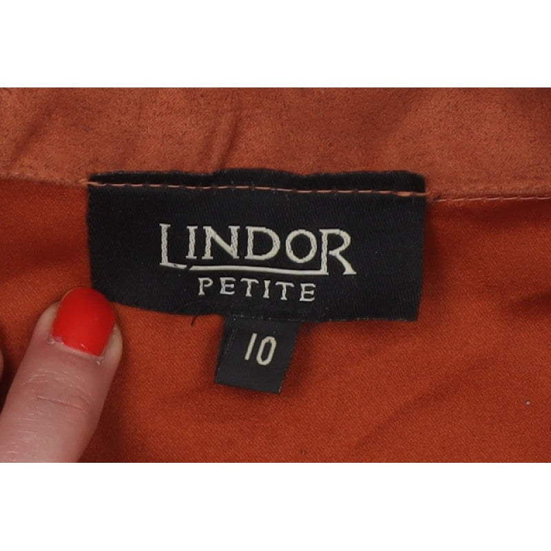 Lindor Petite Women’s Orange Faux Suede Blazer Jacket UK 10 3 Button