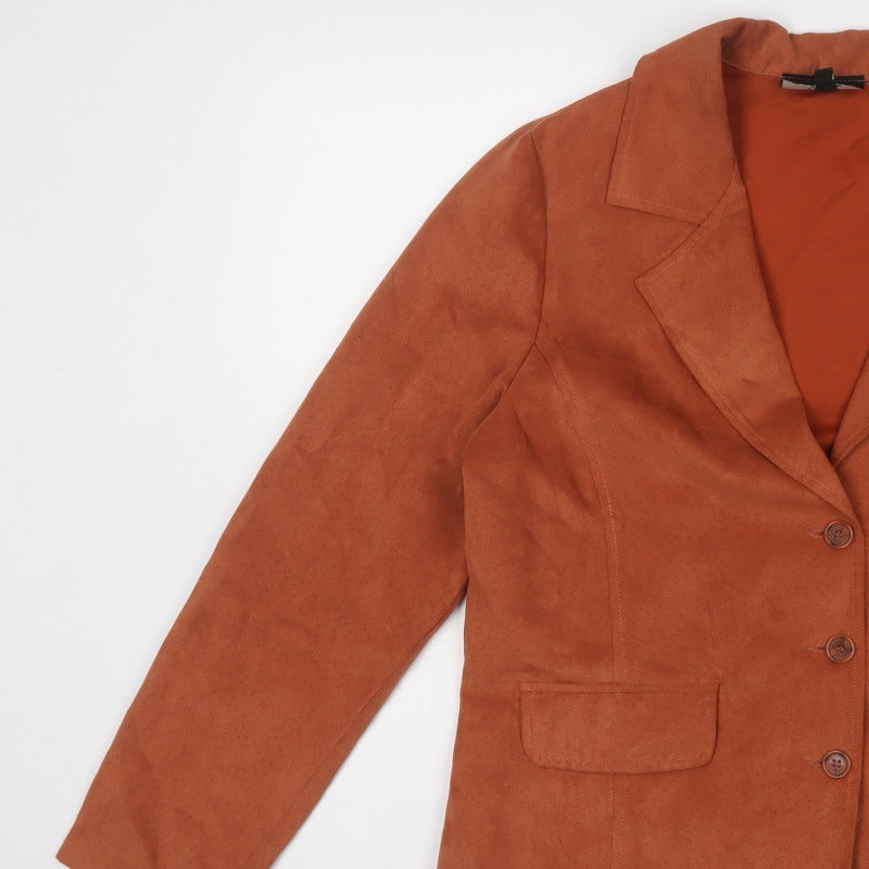 Lindor Petite Women’s Orange Faux Suede Blazer Jacket UK 10 3 Button