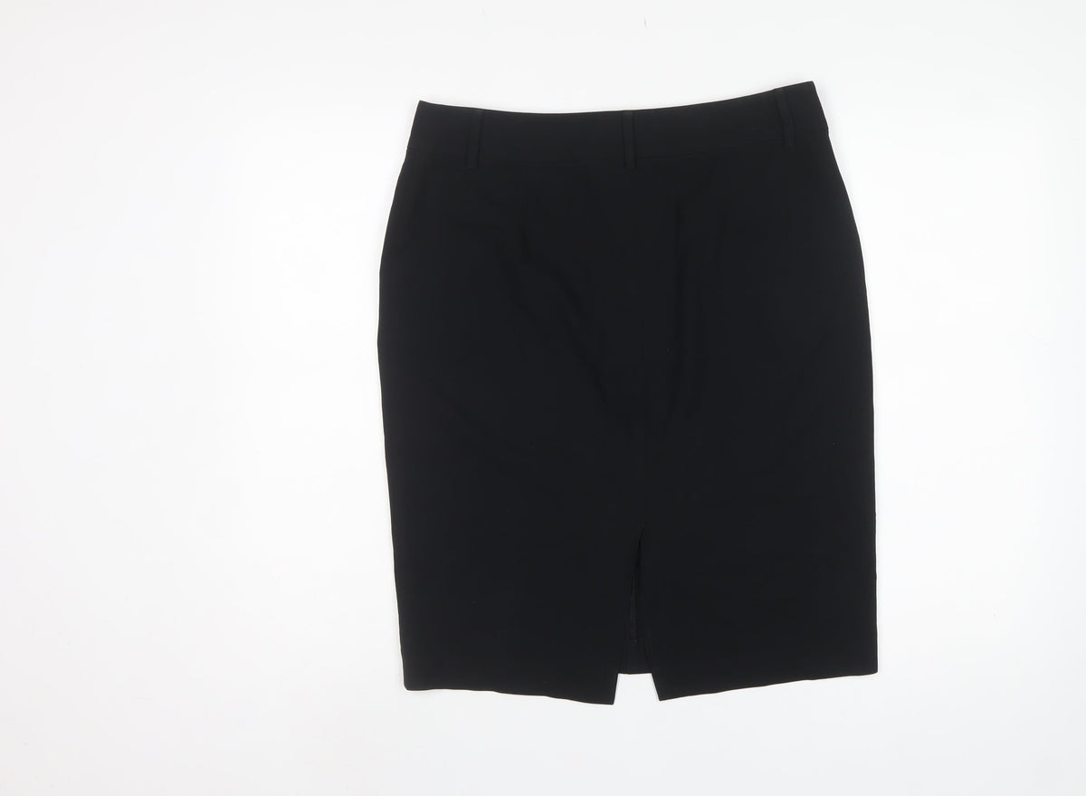 Marks & Spencer Women Black UK 12 Pencil Knee Length Work Skirt