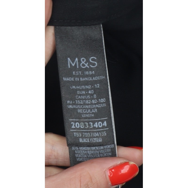Marks & Spencer Women Black UK 12 Pencil Knee Length Work Skirt